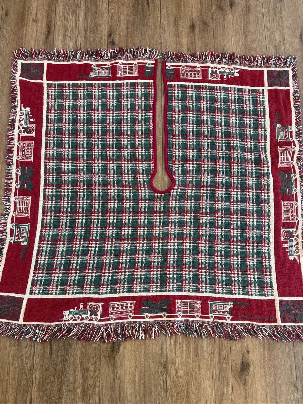 VTG 1991 Holiday Plaid Tree Skirt Reversible 🚂 47 inches